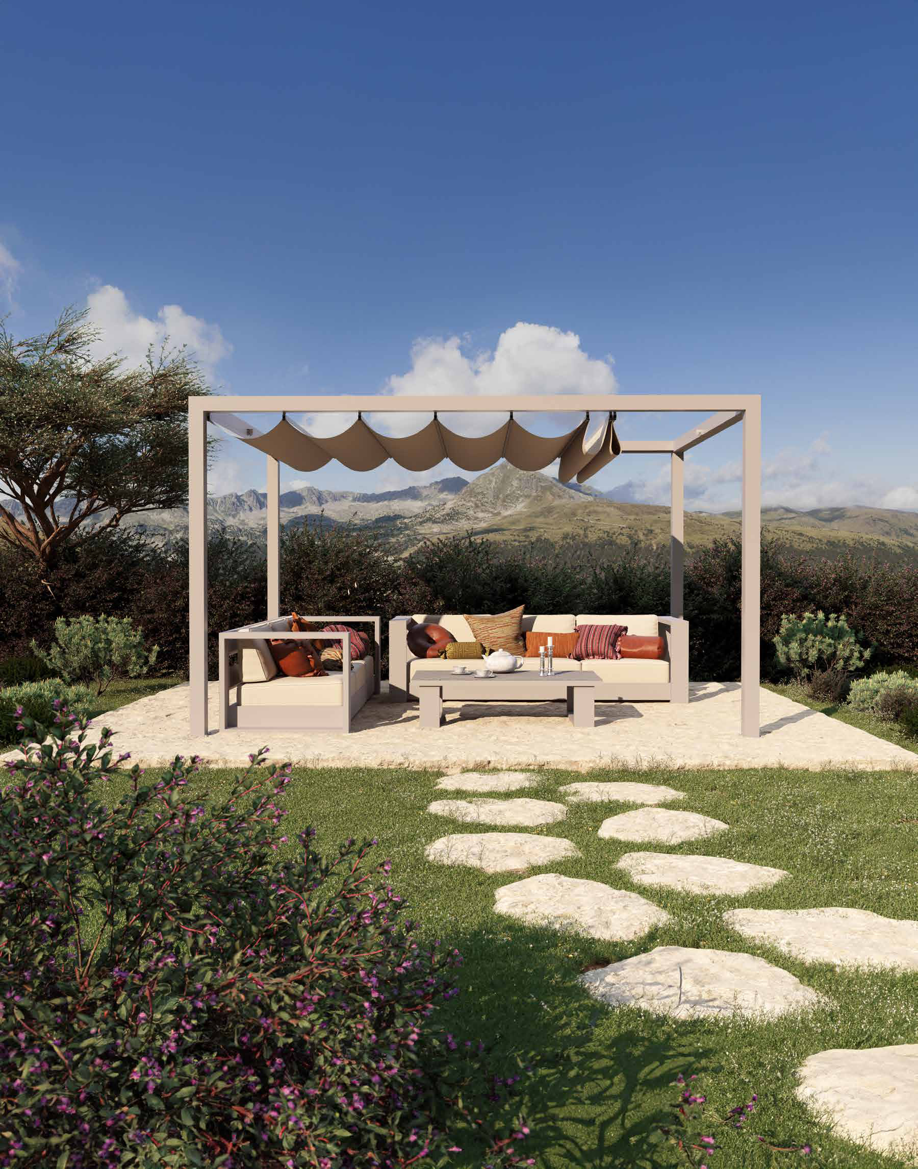 Pergola toile SUNLOUNGE rétraction manuelle
